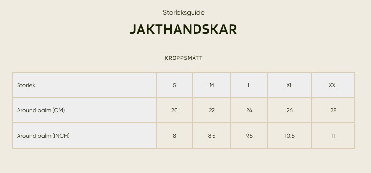 Härkila Storleksguide - Handskar/gloves