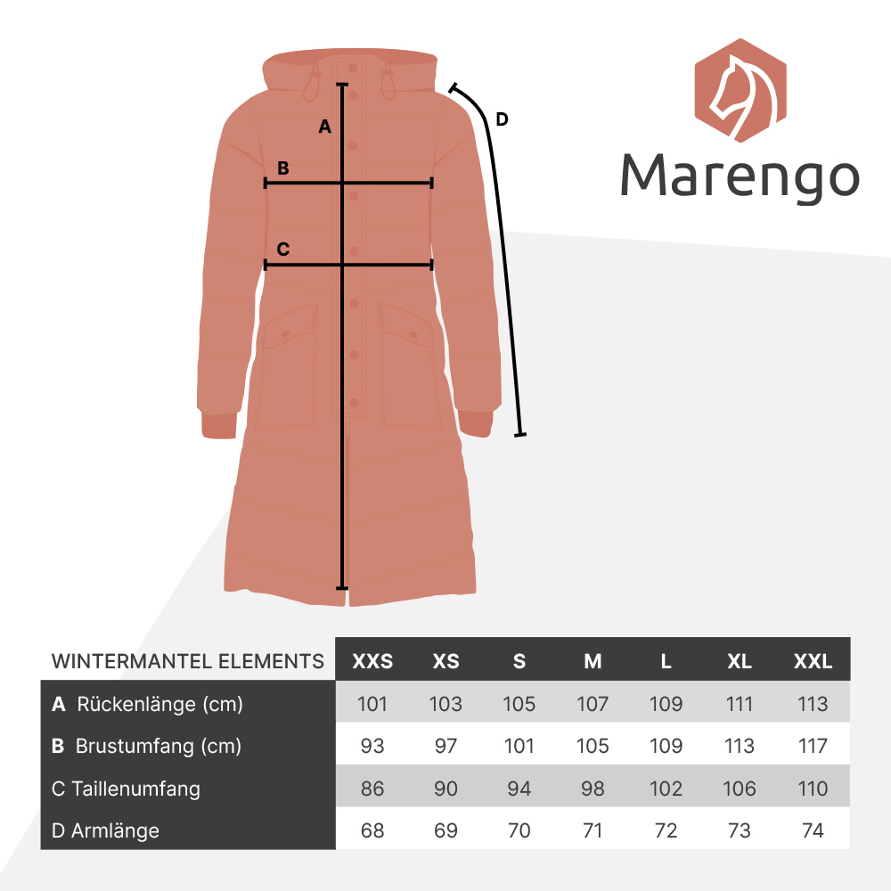 Grössentabelle Marengo Wintermantel Elements
