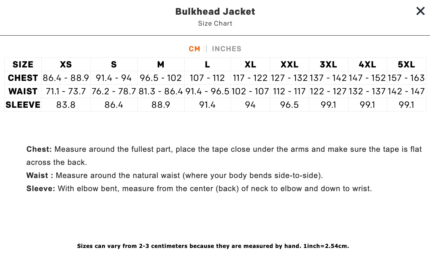Grössentabelle_Grundéns_Bulkhead Jacket
