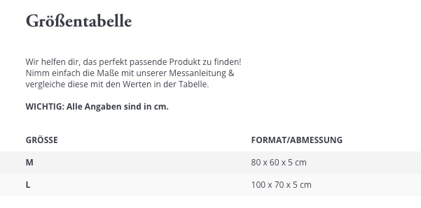 Grössentabelle Hunter Hundebett Gent Antibakteriell