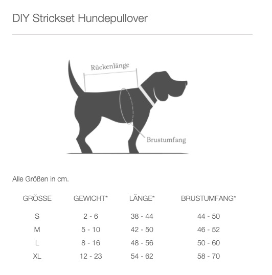 DIY Strickset Hundepullover Grössen