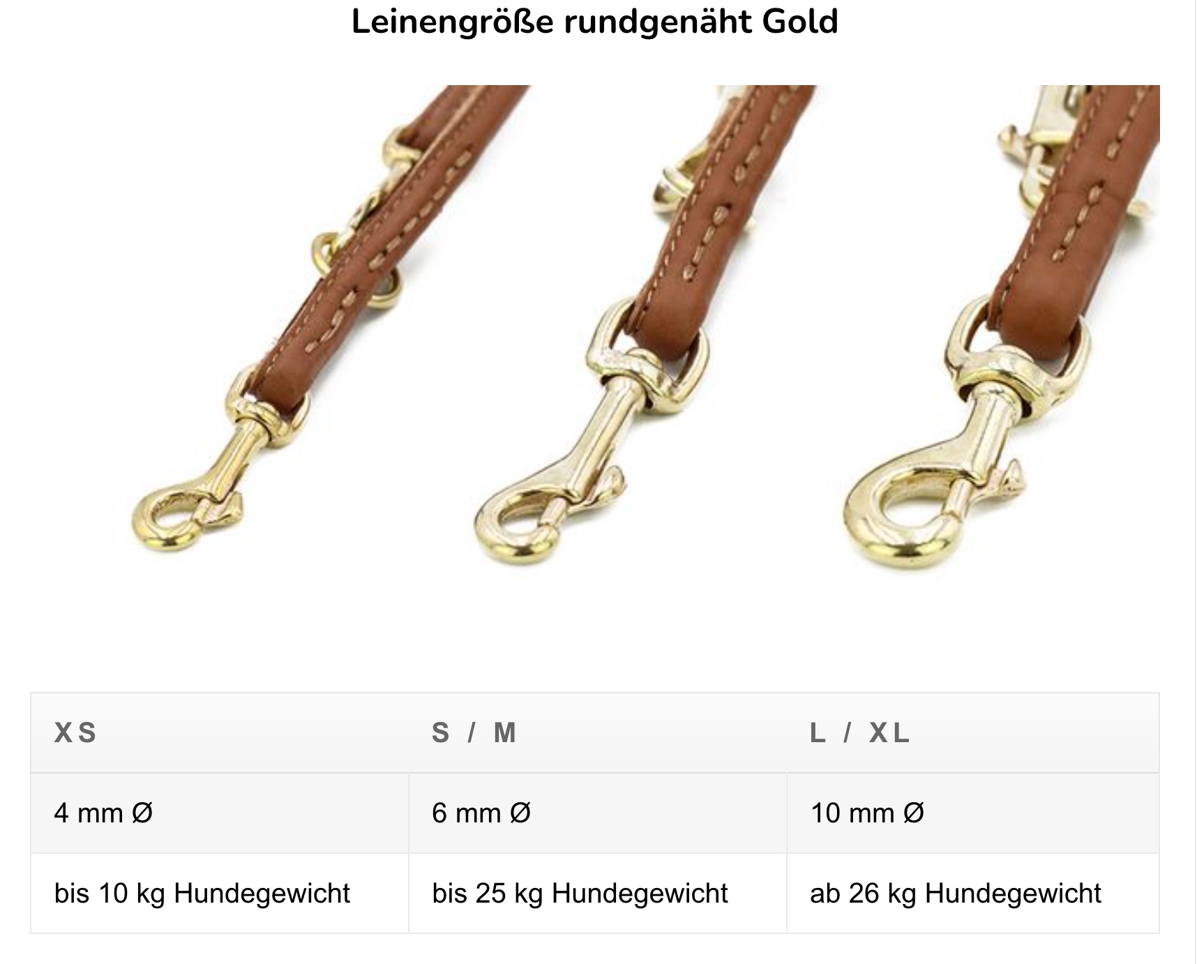Maul Lederwaren_Lederleine Rundgenäht 2m Gold
