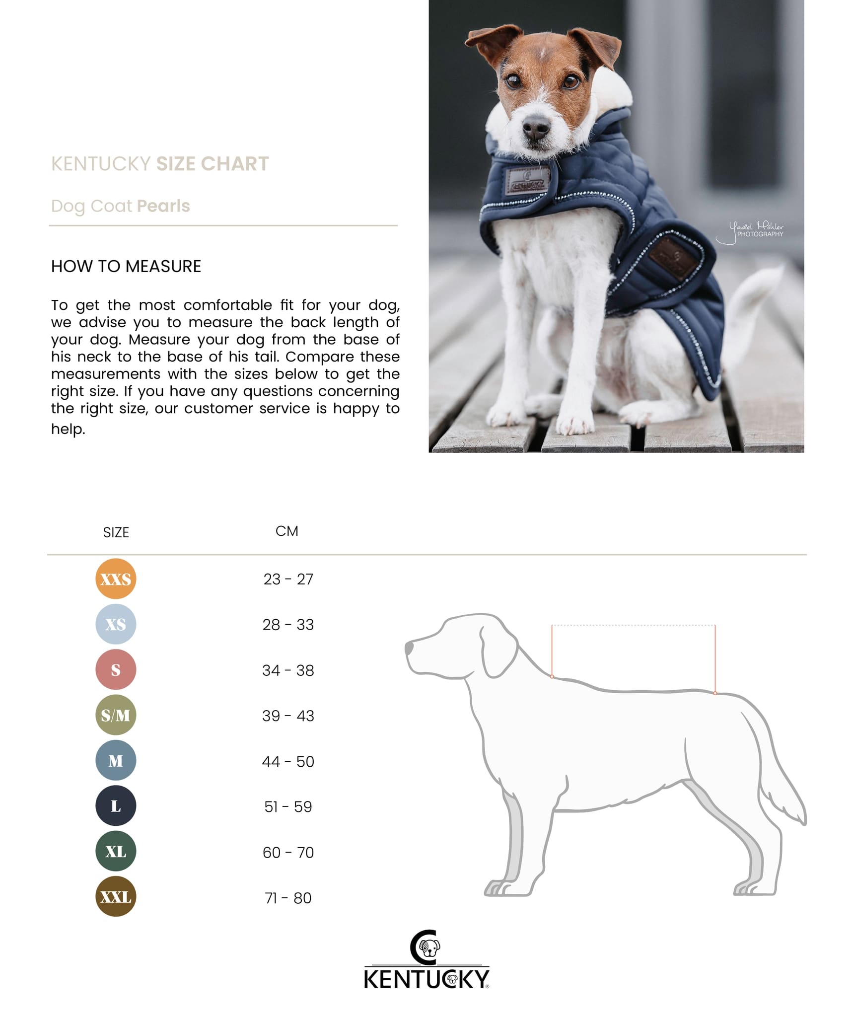Grössentabelle Kentucky Hundedecke Dog Coat Pearls