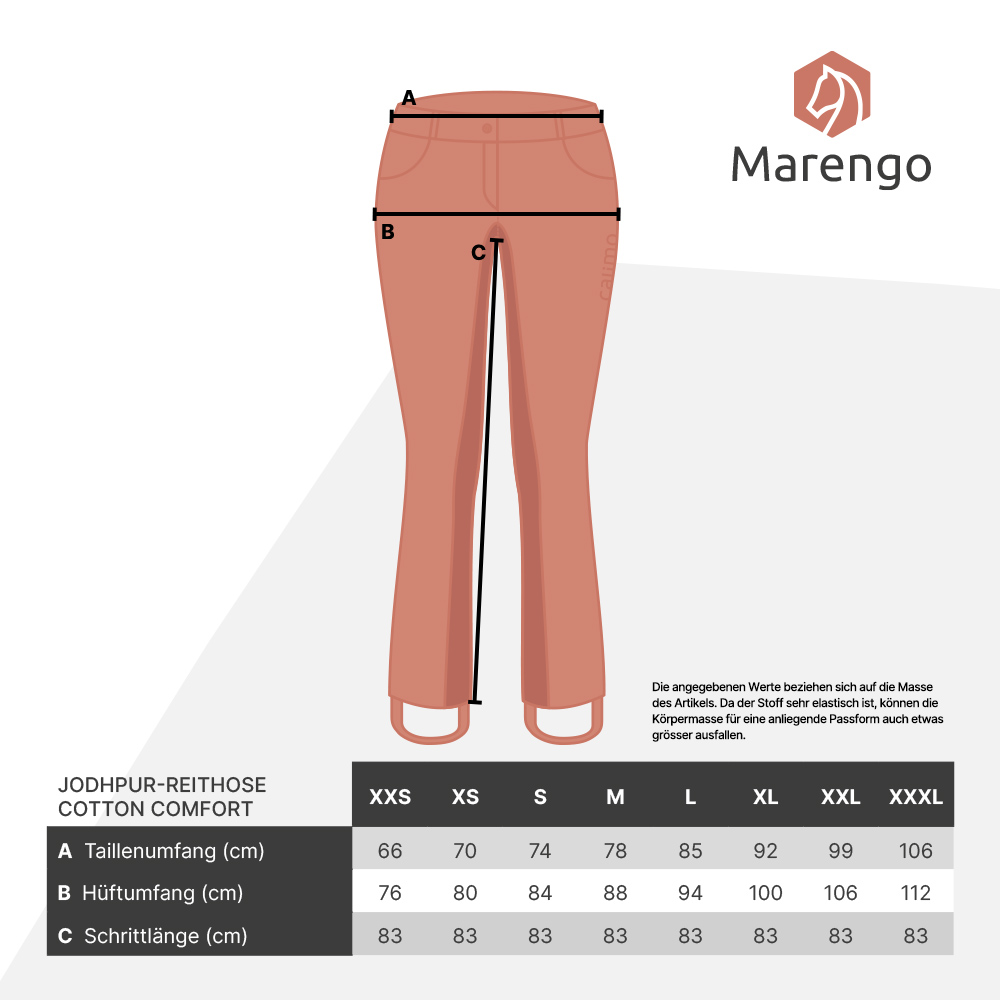 Marengo Grössentabelle Jodhpur-Reithose Cotton Comfort