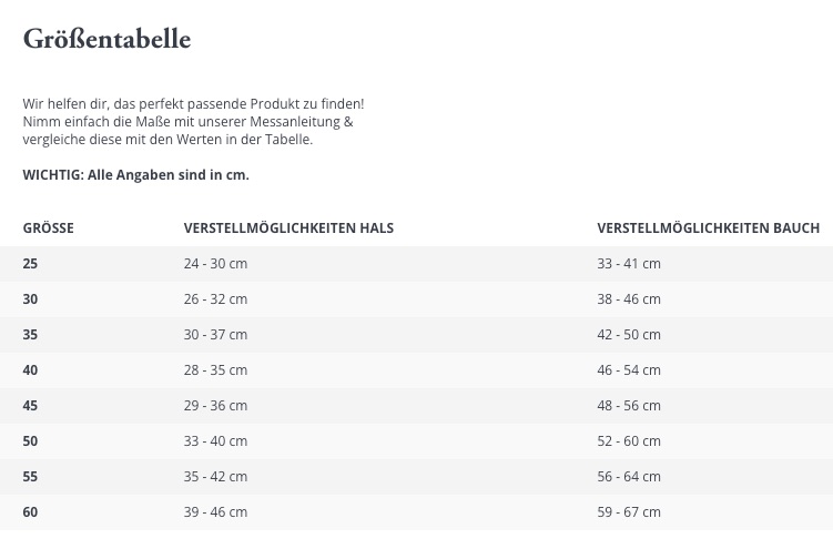 Grössentabelle Hunter Hundepullover Birka