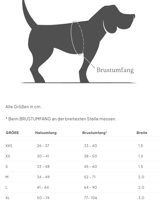 Cloud 7 Grössentabelle Hundegeschirr RESC7UE