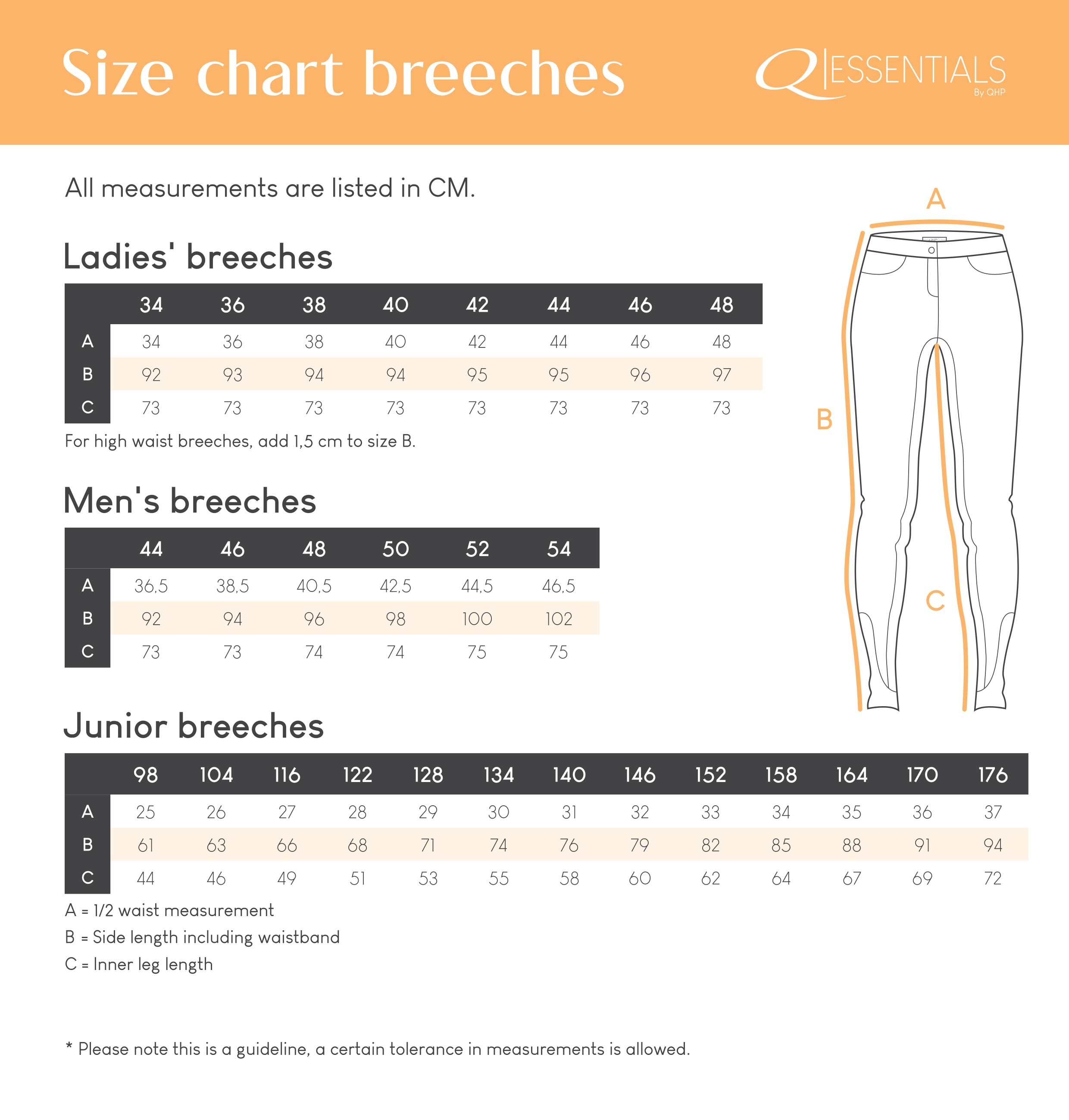 Grössentabelle_QHP_Reithose Junior