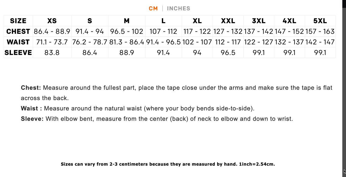 Grössentabelle_Grundéns_Downrigger Gore-Tex® Jacket