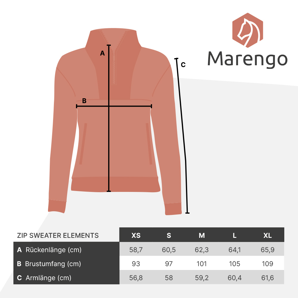 Grössentabelle Marengo Zip Sweatshirt Elements